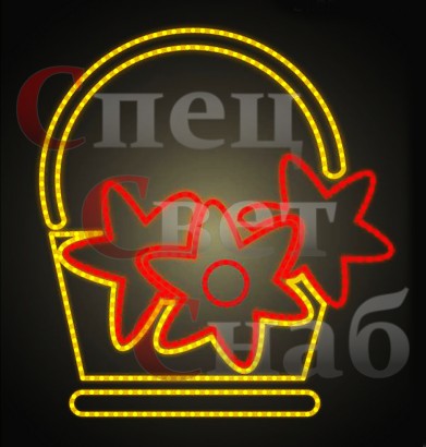 Светодиодное панно к 9 мая Корзина гвоздик 1,6м